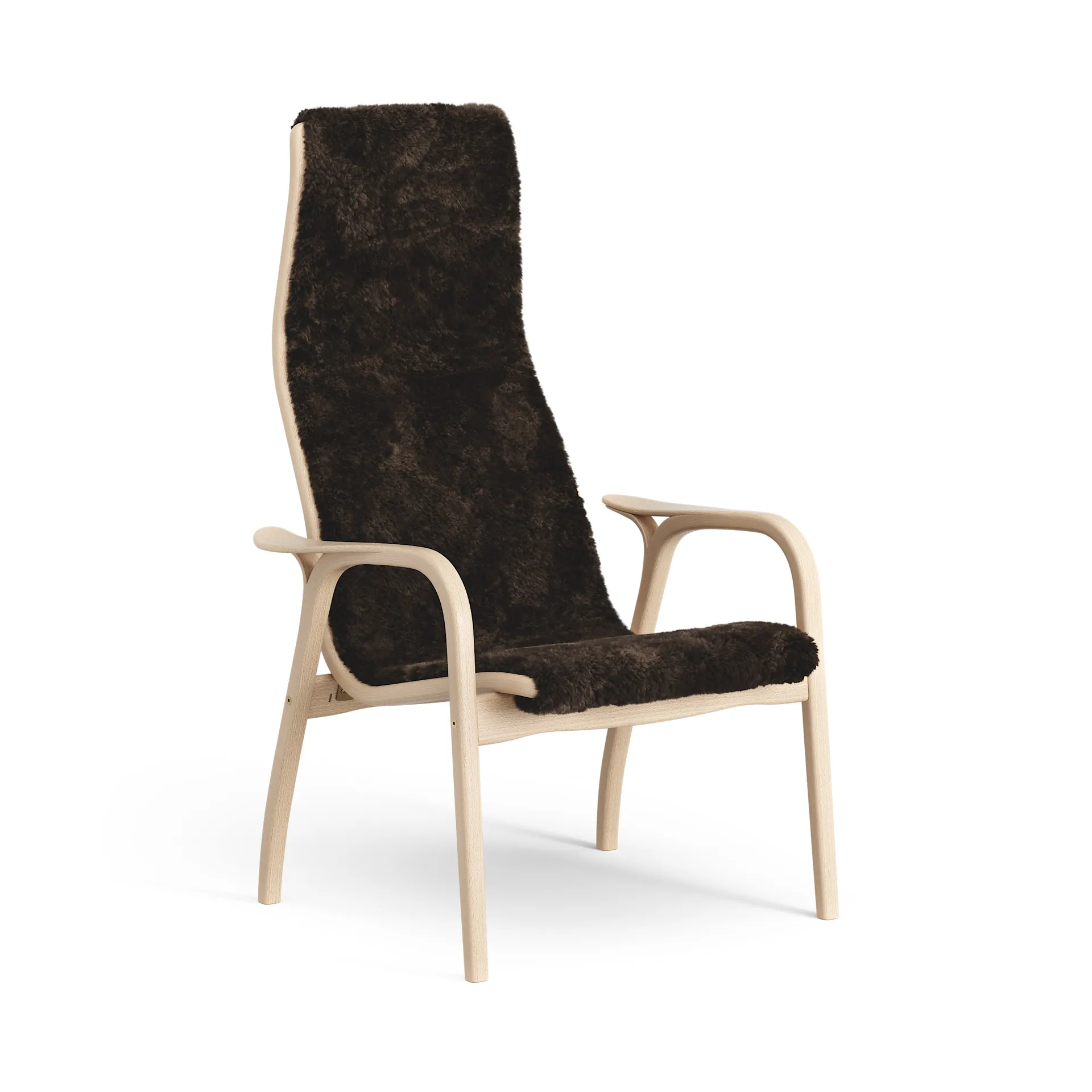Lamino fåtölj lackad bok/fårskinn, Espresso (brun) Swedese