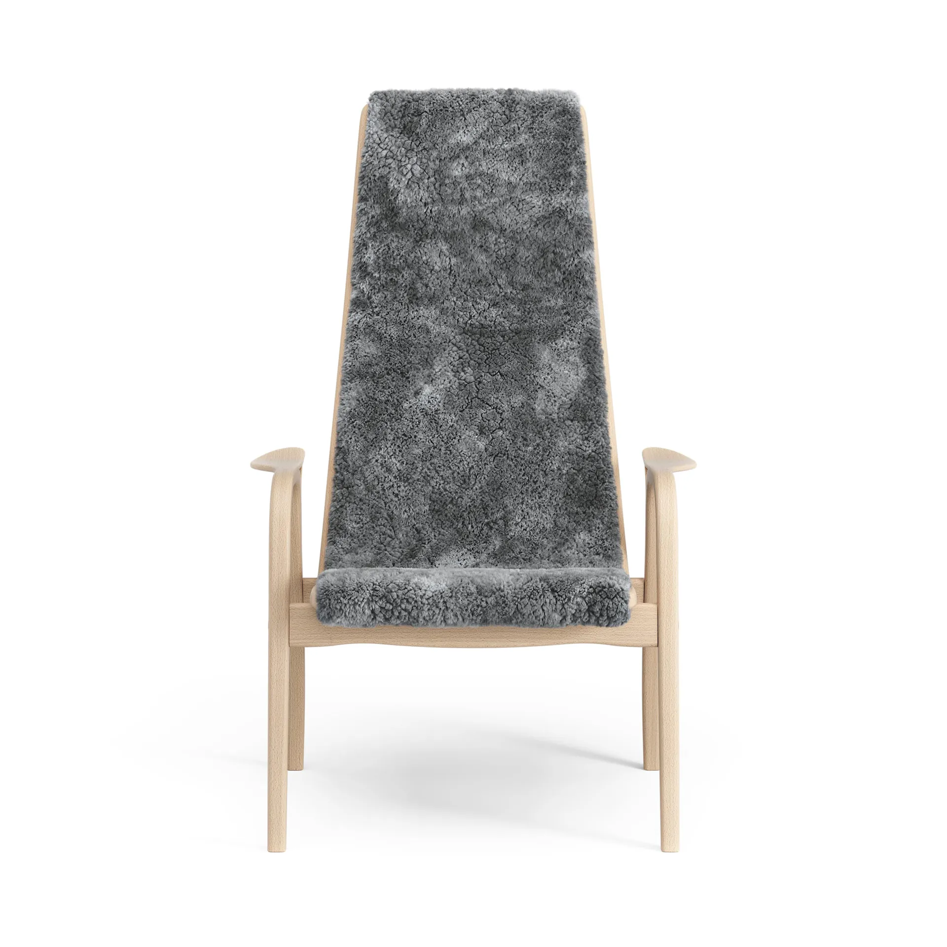 Lamino fåtölj lackad bok/fårskinn, Scandinavian Grey (grå) Swedese