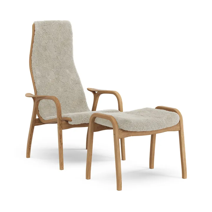 Lamino fåtölj och fotpall oljad ek/fårskinn - Moonlight (beige) - Swedese