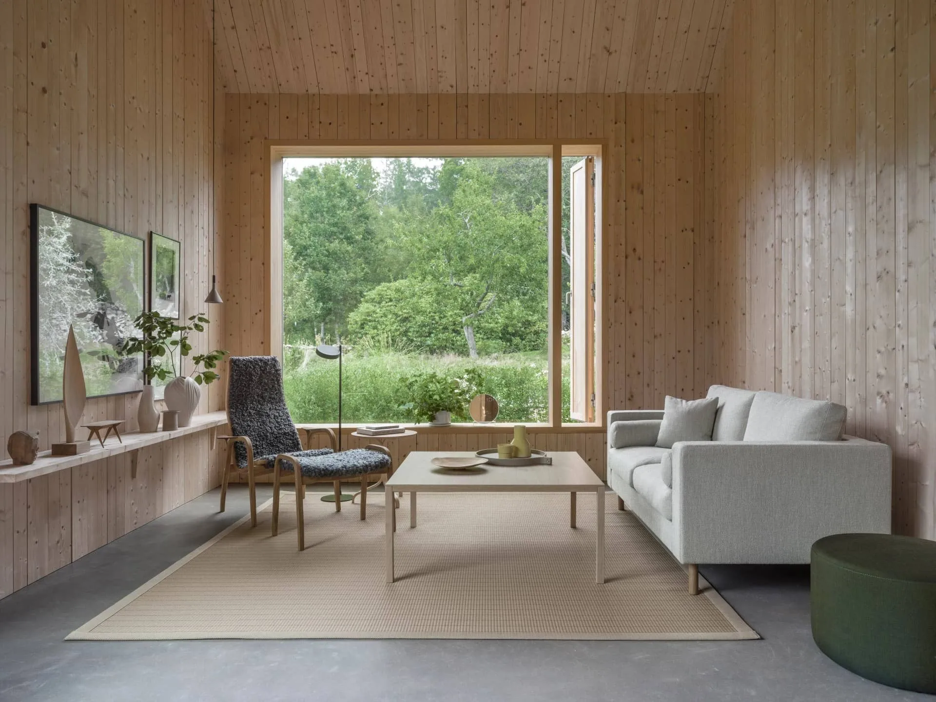 Lamino fåtölj oljad ek/fårskinn, Scandinavian Grey (grå) Swedese