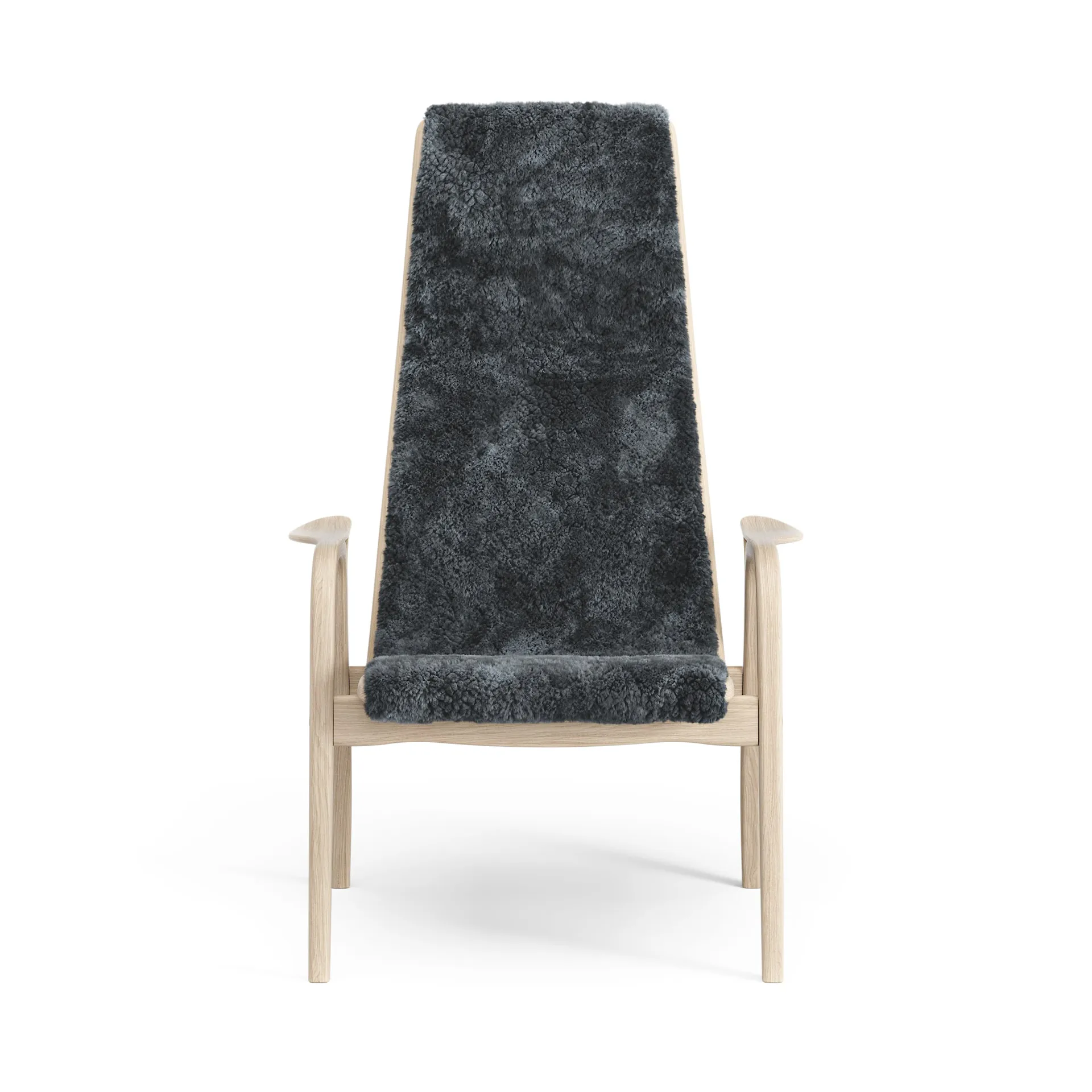 Lamino fåtölj vitpigmenterad ek/fårskinn, Charcoal (mörkgrå) Swedese