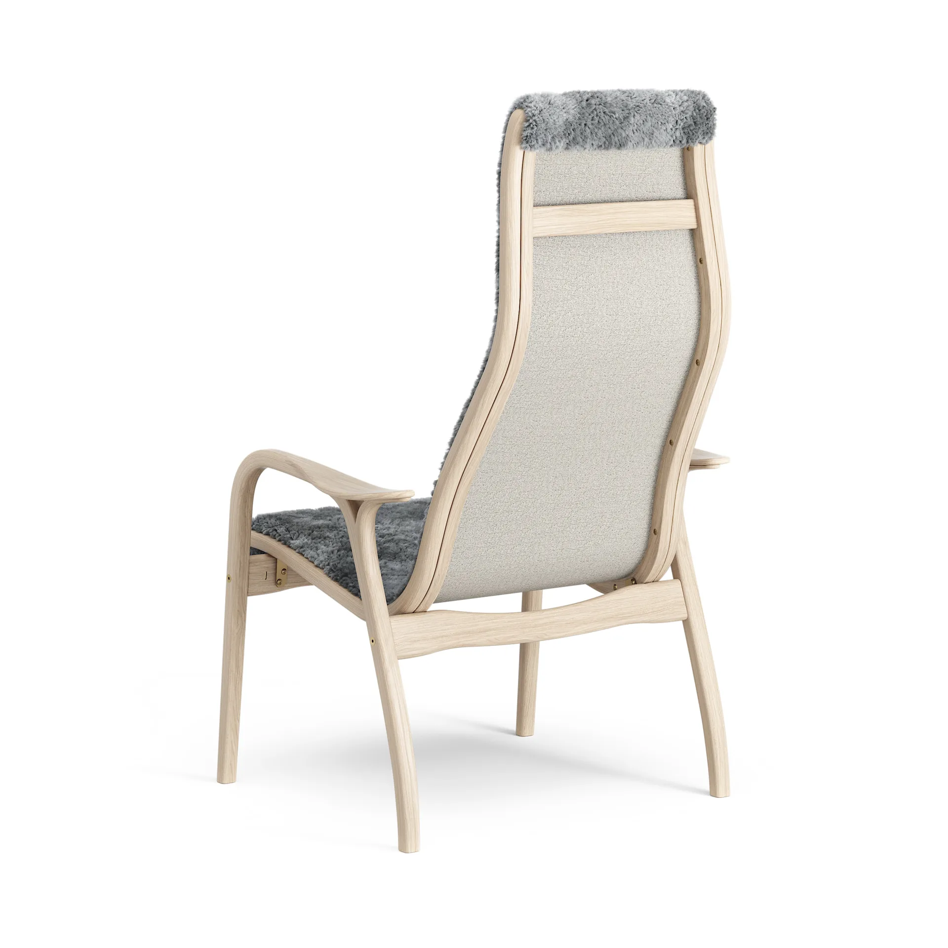 Lamino fåtölj vitpigmenterad ek/fårskinn, Scandinavian Grey (grå) Swedese