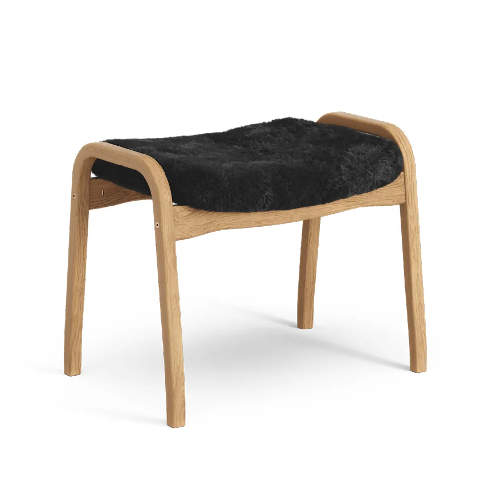 Lamino fotpall, fårskinn black, oljad ek Swedese