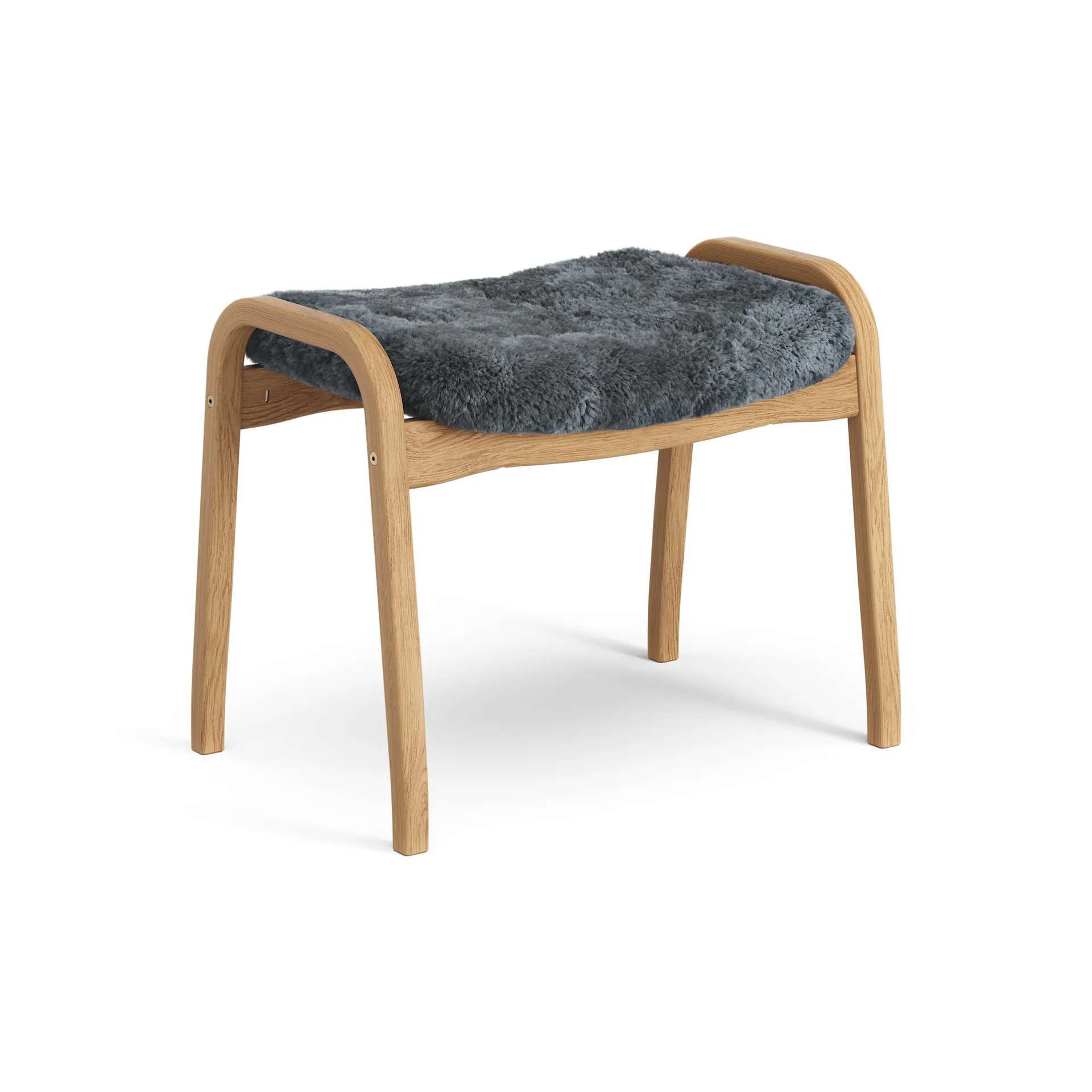 Lamino fotpall oljad ek/fårskinn, Charcoal (mörkgrå) Swedese