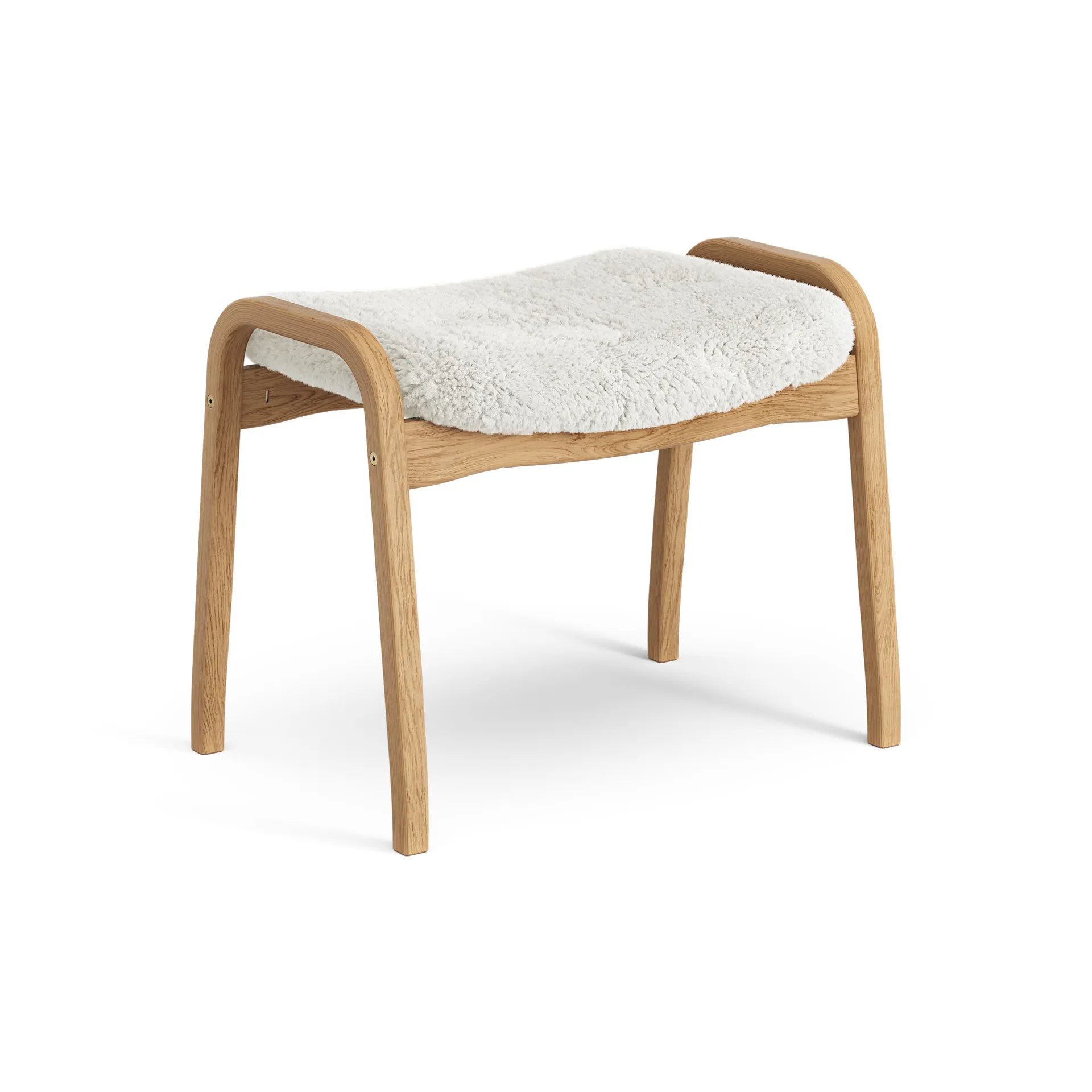 Lamino fotpall oljad ek/fårskinn, Offwhite (vit) Swedese