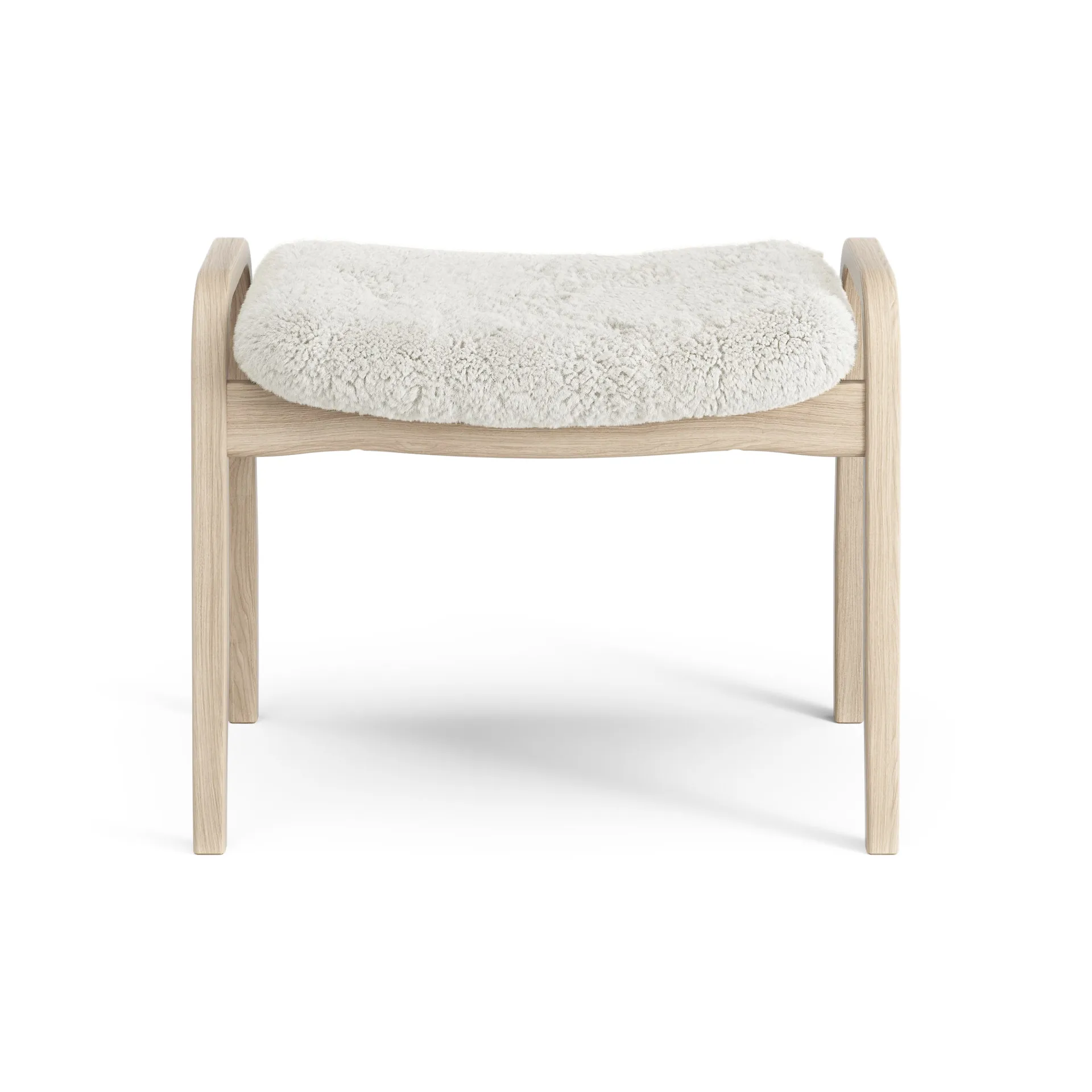 Lamino fotpall vitpigmenterad ek/fårskinn, Offwhite (vit) Swedese