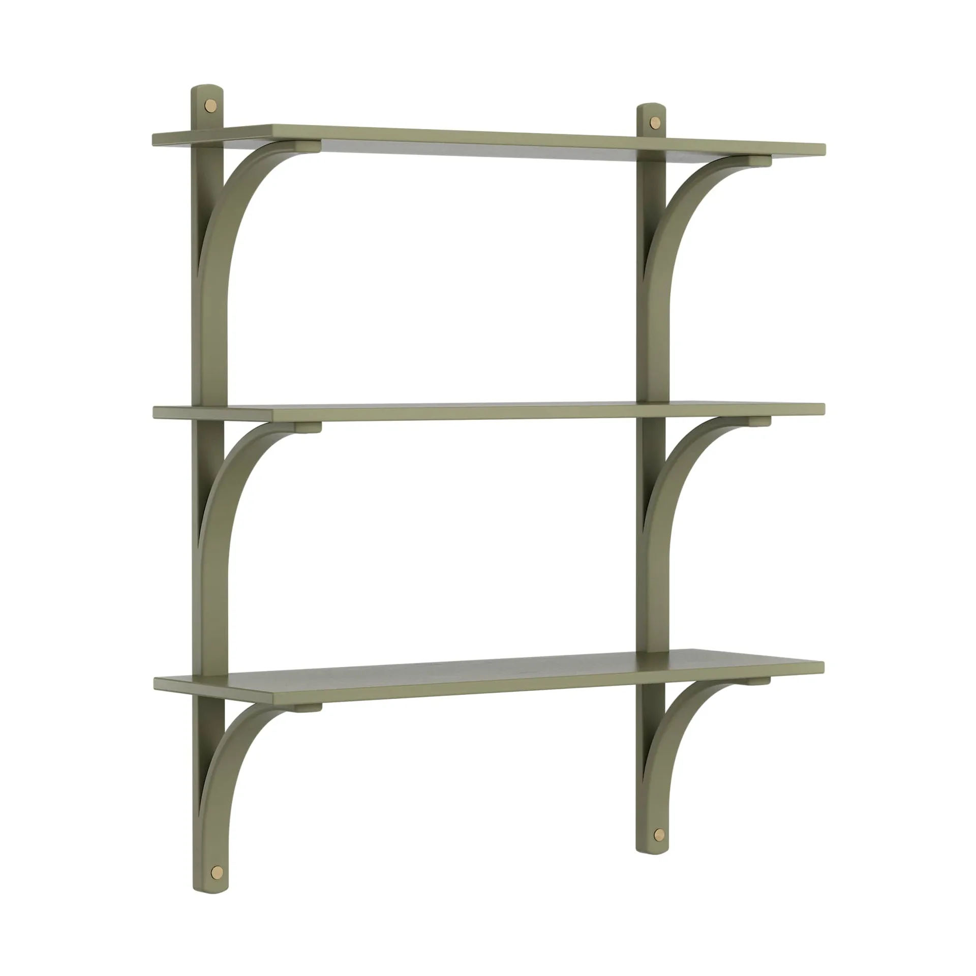 Levi hylla 3 hyllplan, Moss green-mässing, 90 cm Swedese
