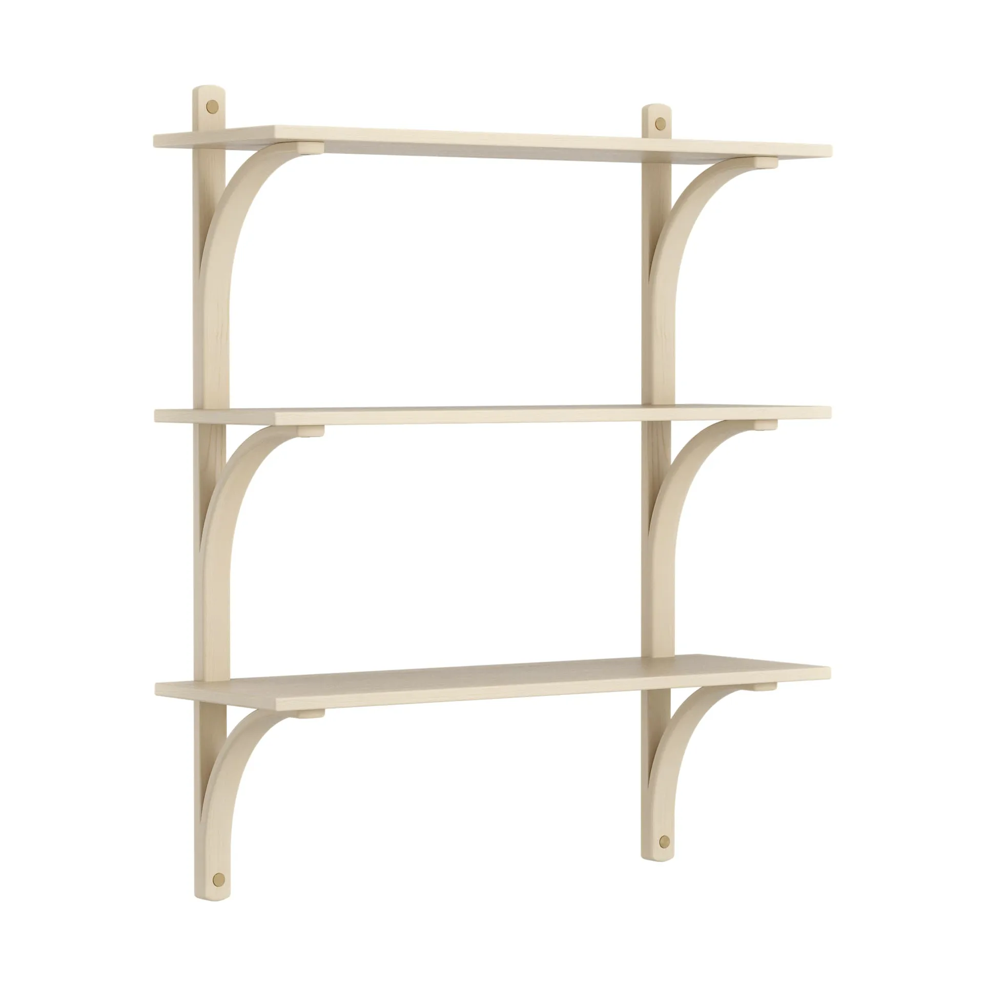 Levi hylla 3 hyllplan, Naturlackerad ask-mässing, 90 cm Swedese