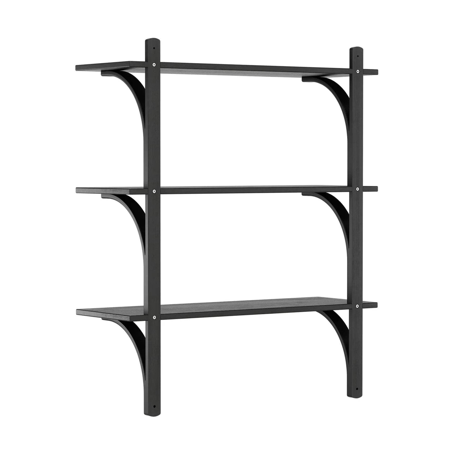 Levi hylla 3 hyllplan, Svartlaserad ask-aluminium, 90 cm Swedese