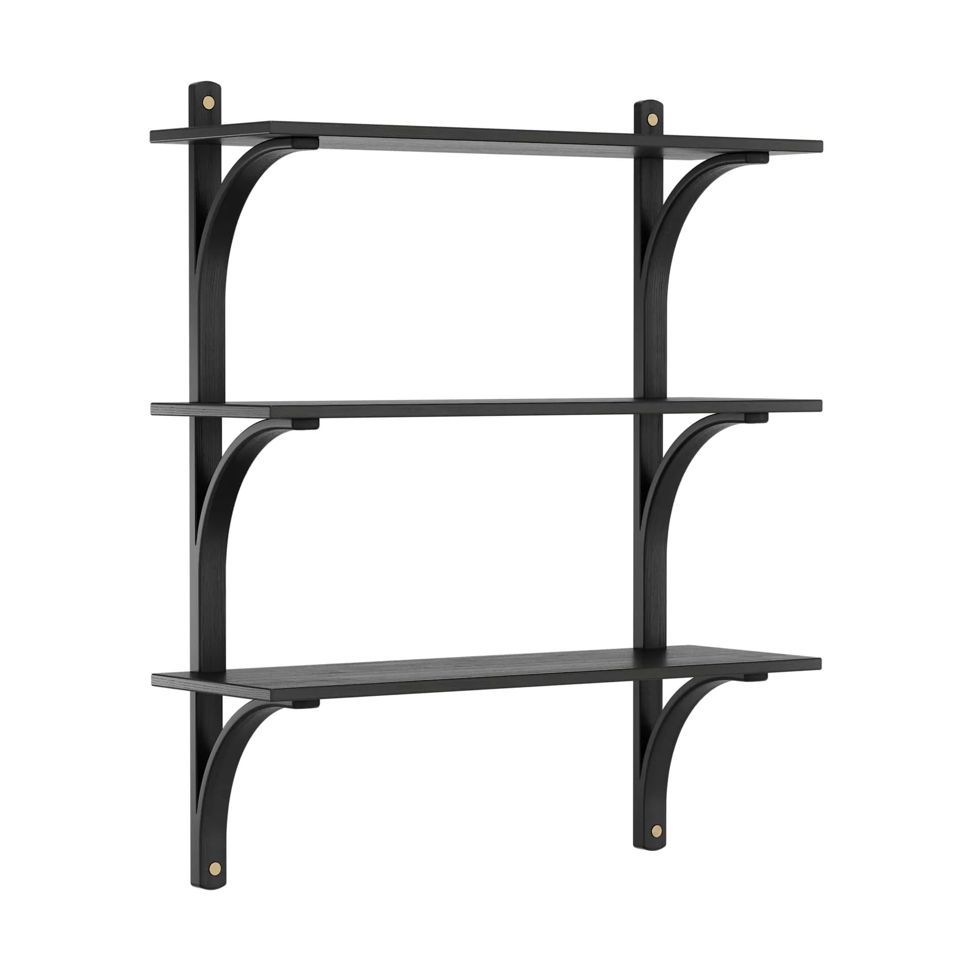 Levi hylla 3 hyllplan, Svartlaserad ask-mässing, 90 cm Swedese