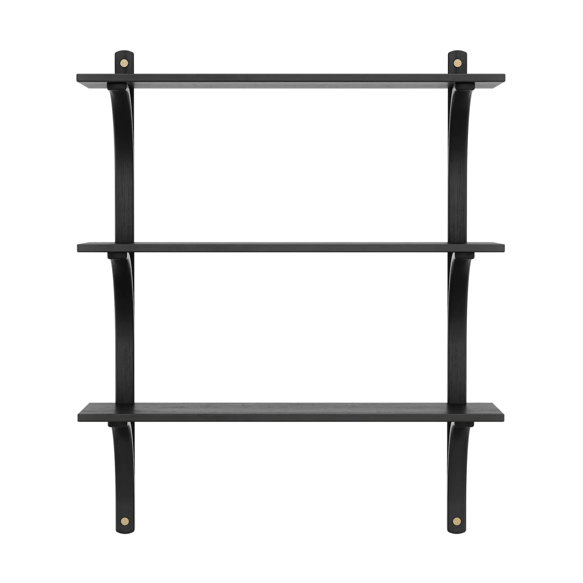 Levi hylla 3 hyllplan, Svartlaserad ask-mässing, 90 cm Swedese