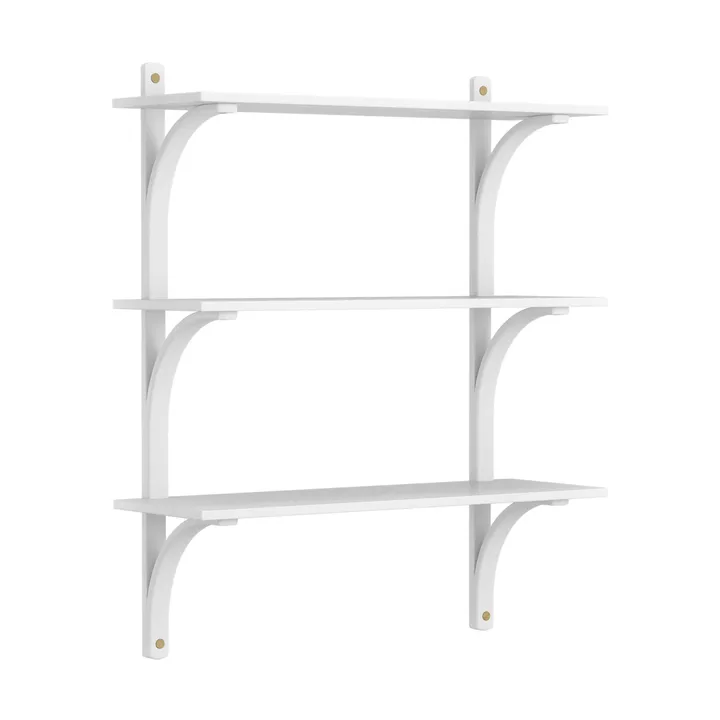 Levi hylla 3 hyllplan - Vitlaserad ask-mässing, 90 cm - Swedese