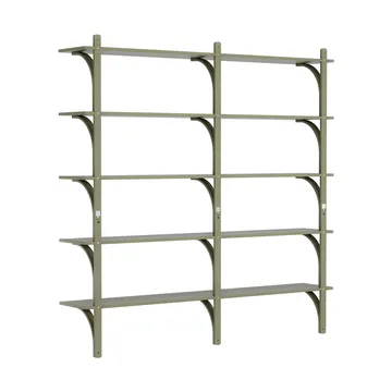 Levi hylla 5 hyllplan - Moss green-aluminium, 180 cm - Swedese