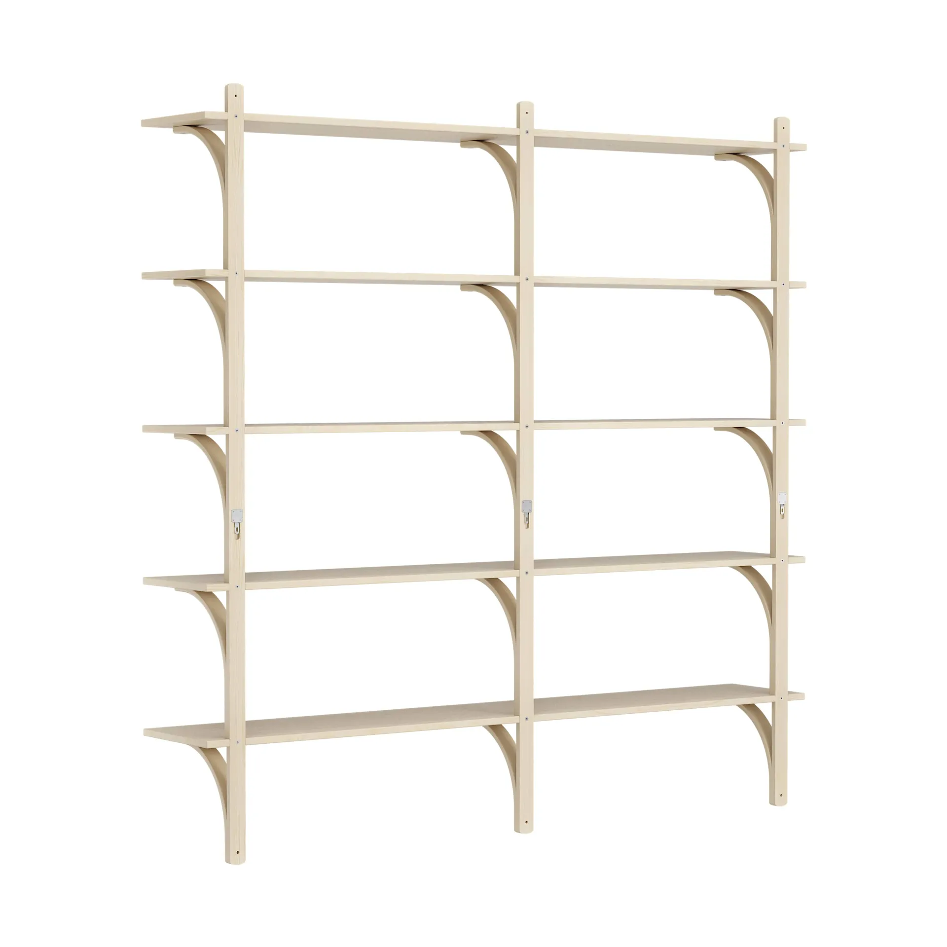 Levi hylla 5 hyllplan, Naturlackerad ask-aluminium, 180 cm Swedese