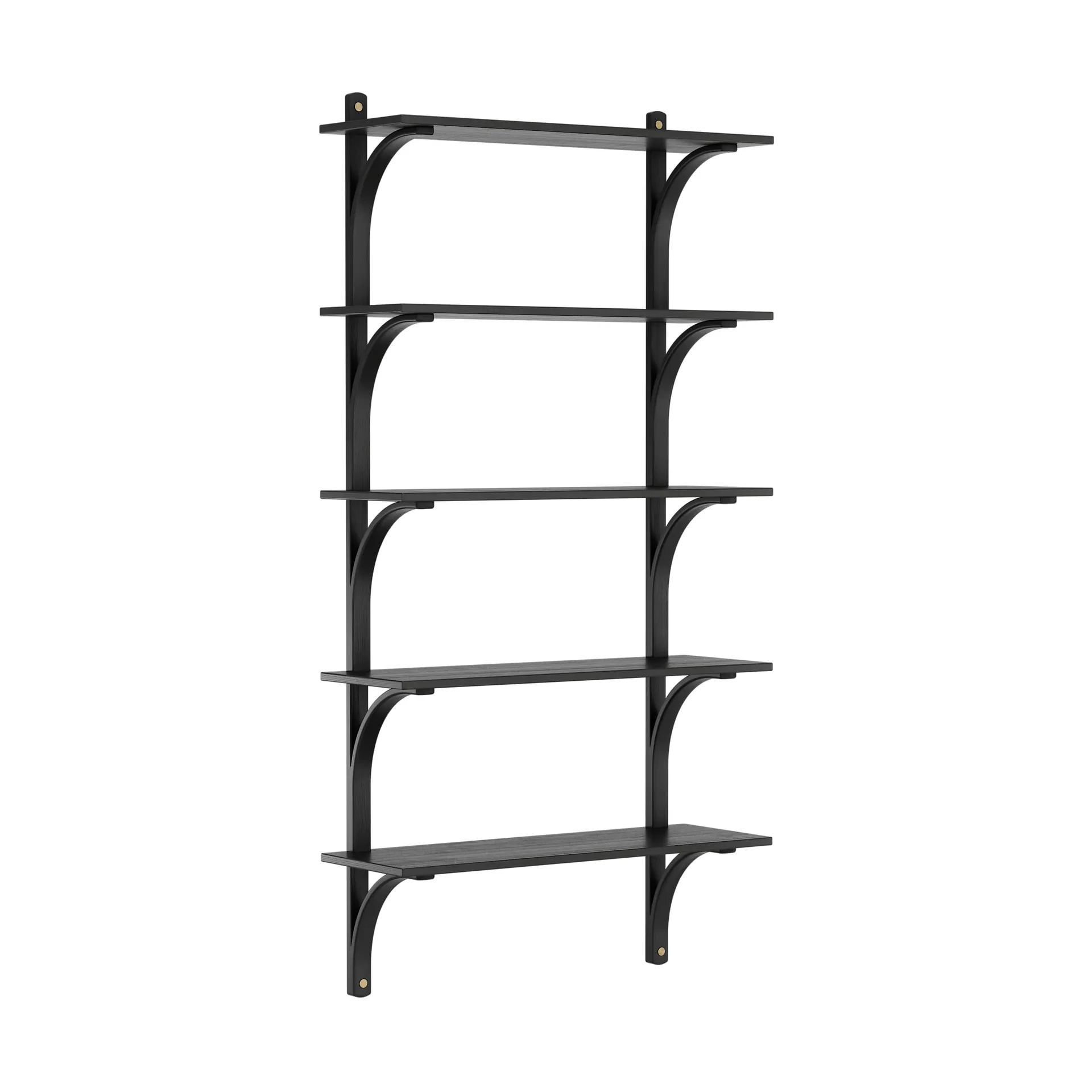 Levi hylla 5 hyllplan, Svartlaserad ask-mässing, 90 cm Swedese