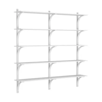 Levi hylla 5 hyllplan - Vitlaserad ask-aluminium, 180 cm - Swedese