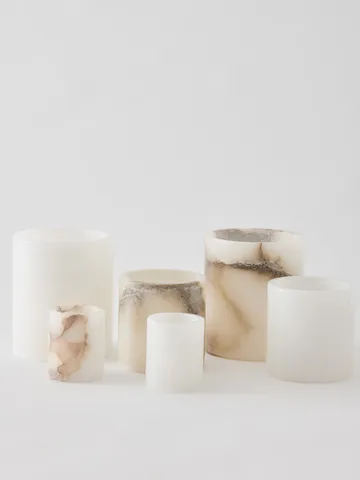 Alabaster ljuslykta - Vit-beige, XS 7,5 cm - Tell Me More
