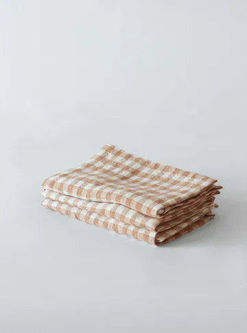 Gingham rutig linneservett 45x45 cm - Biscuit - Tell Me More