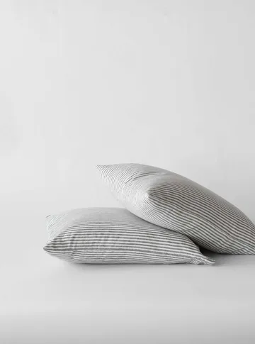 Stonewashed linen örngott 50x60 cm 2-pack - Grey-white - Tell Me More