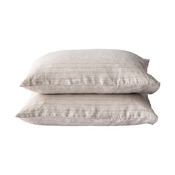 Stonewashed linen örngott 50x60 cm 2-pack - Hazelnut stripe - Tell Me More