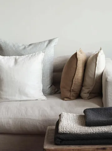 Stonewashed linen örngott 65x65 cm - Grey-white - Tell Me More