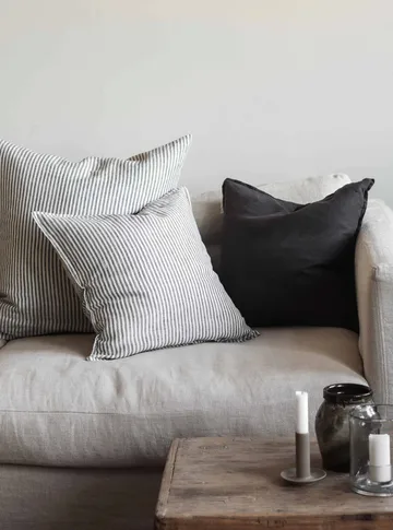 Stonewashed linen örngott 65x65 cm - Grey-white - Tell Me More