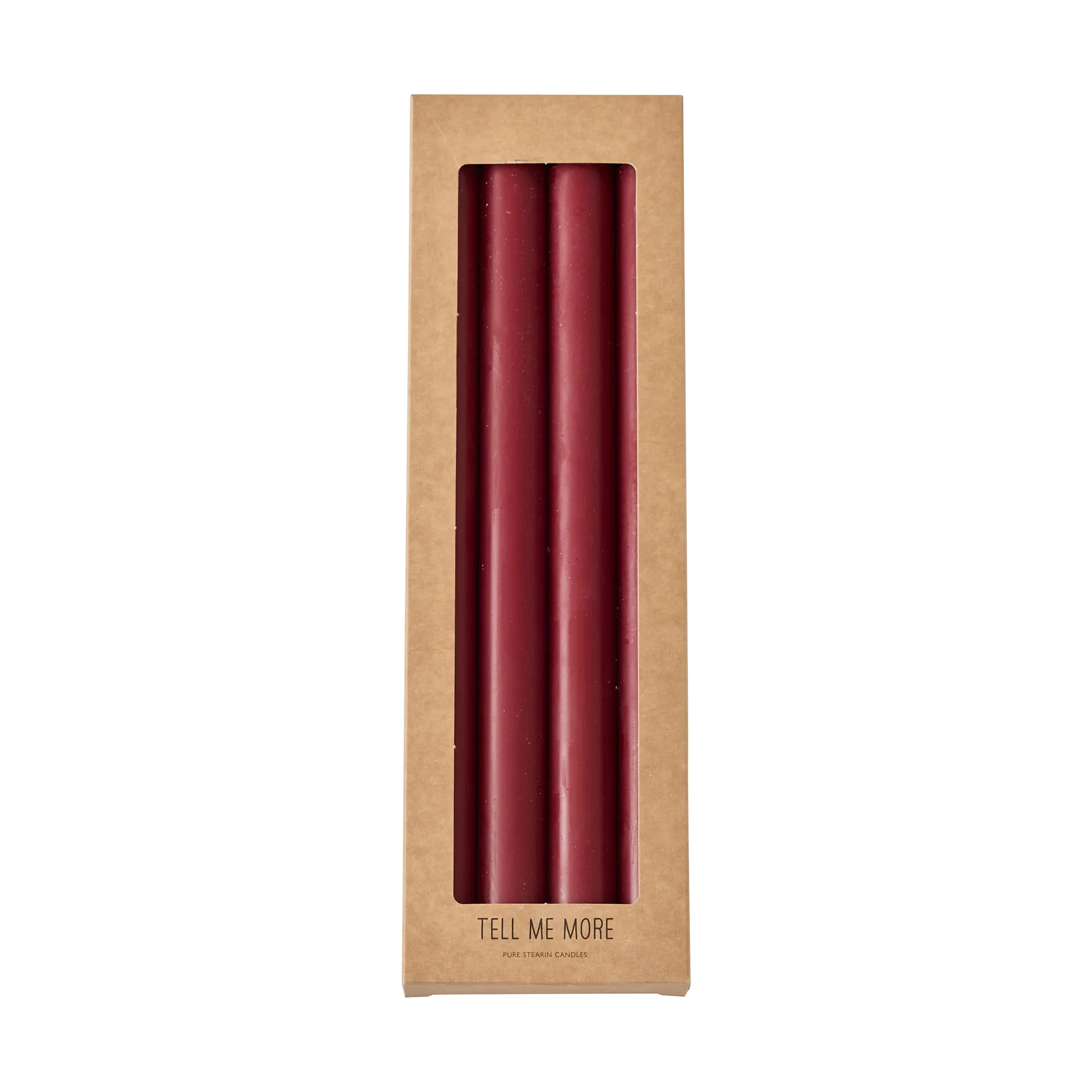 Tell Me More dinner stearinljus 28 cm 4-pack, Mörkröd Tell Me More