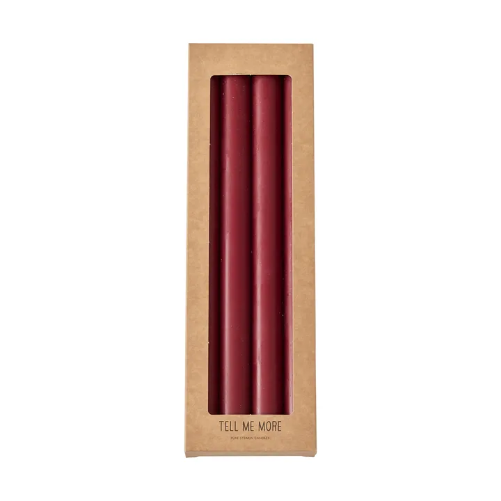 Tell Me More dinner stearinljus 28 cm 4-pack - Mörkröd - Tell Me More