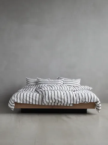 Tell Me More randigt påslakan bomull - Taupe, 220x220 cm - Tell Me More