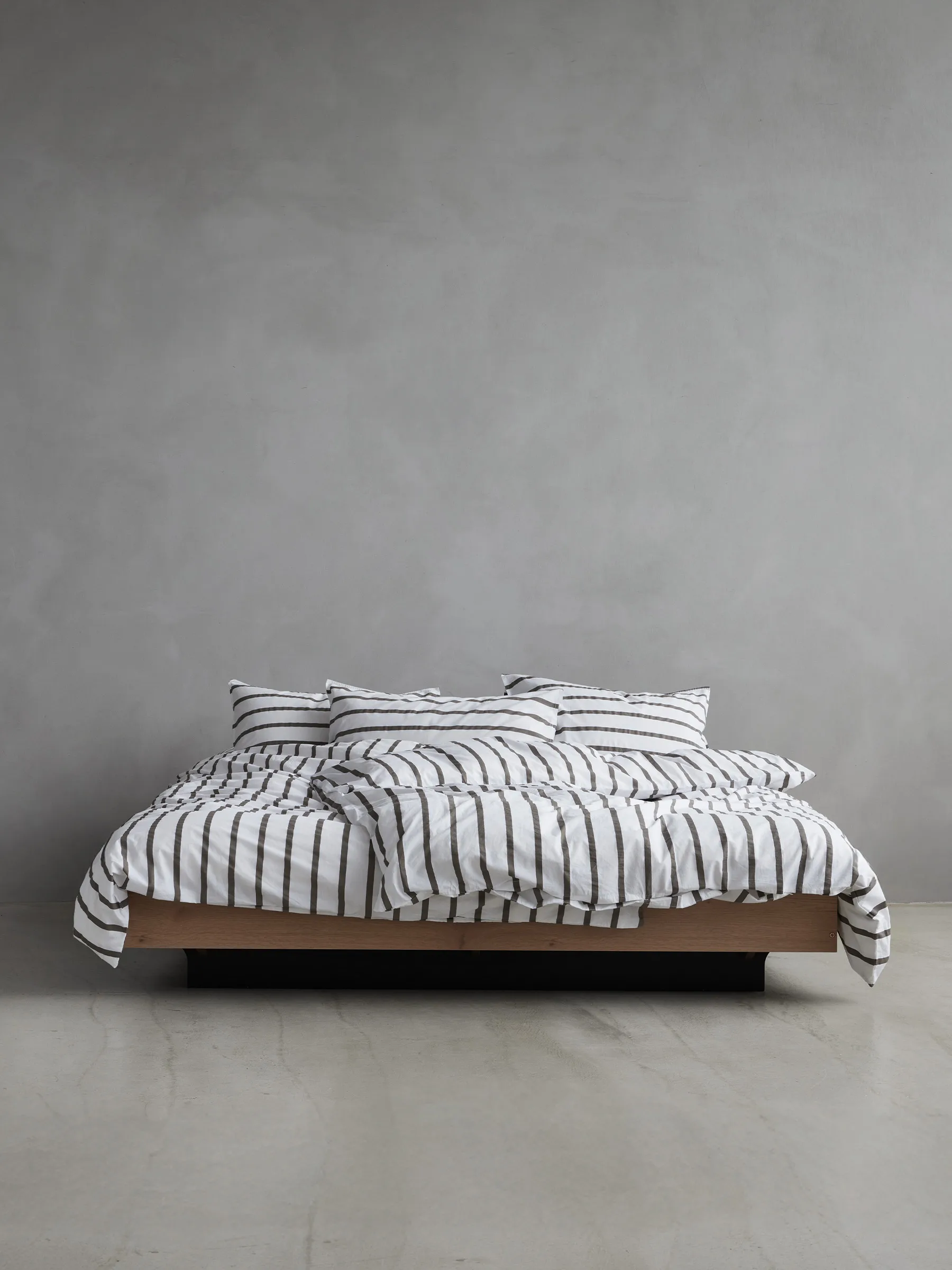 Tell Me More randigt påslakan bomull, Taupe, 240x220 cm Tell Me More