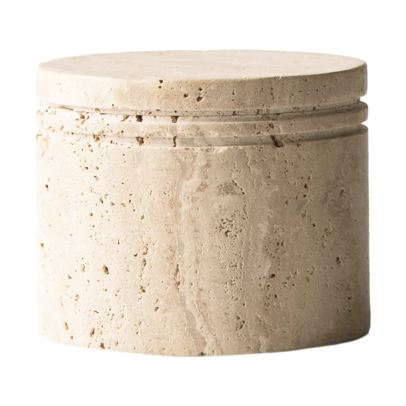 Travertine burk med lock, Ø13 cm Tell Me More