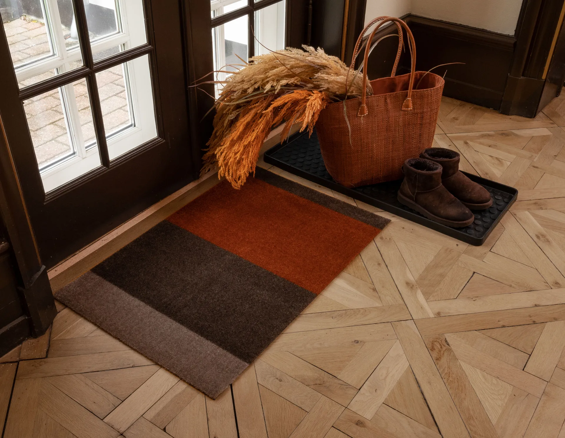 Stripes dörrmatta horisontell, Brown-terrakotta, 60x90 cm tica copenhagen