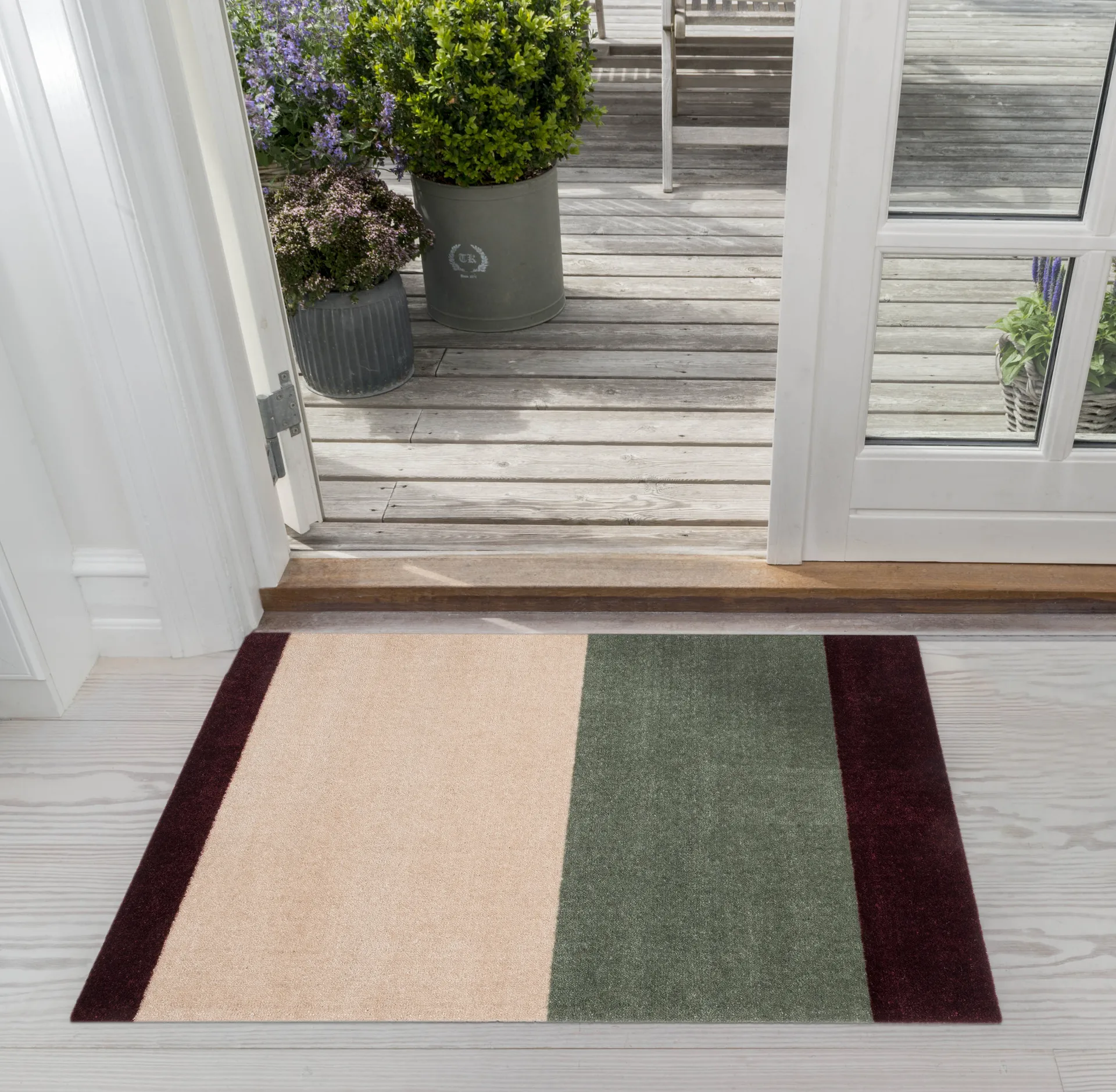 Stripes dörrmatta horisontell, Green-ivory-bordeaux, 60x90 cm tica copenhagen