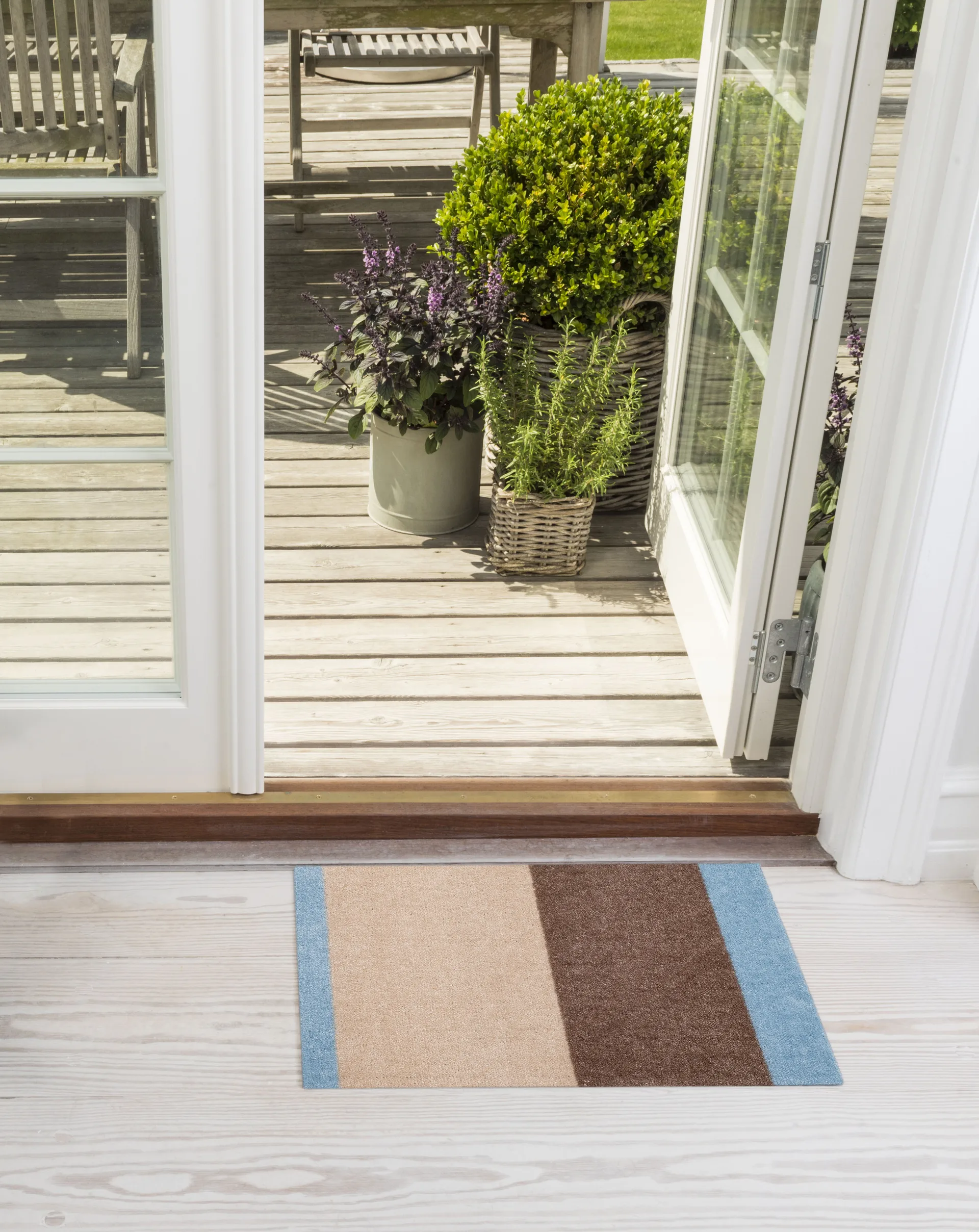 Stripes dörrmatta horisontell, Ivory-sand-blue, 40x60 cm tica copenhagen