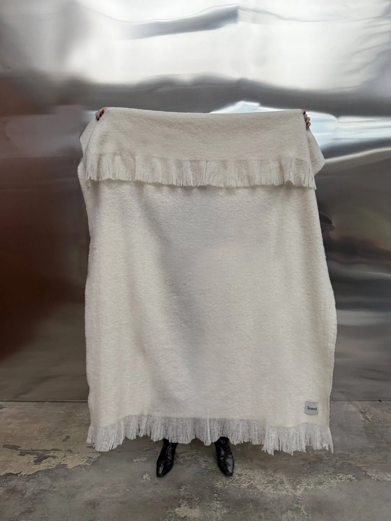 Fingal ullpläd, Solid off white-natural, 130x170 cm Tinted