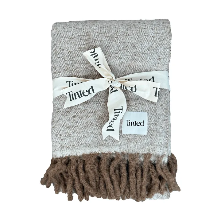 Fridh mohairpläd - Brown-off white, 130x170 cm - Tinted