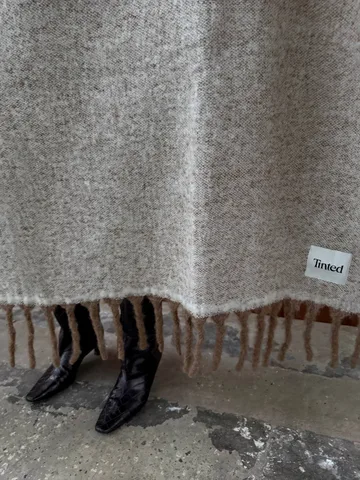 Fridh mohairpläd - Brown-off white, 130x170 cm - Tinted