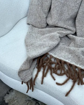 Fridh mohairpläd - Brown-off white, 130x170 cm - Tinted