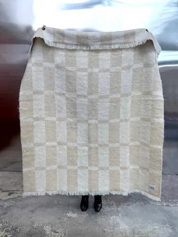 Hallin mohairpläd - Beige-off white, 130x170 cm - Tinted