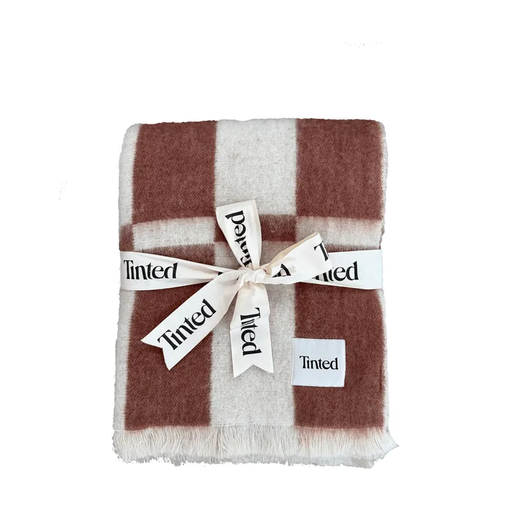 Hallin mohairpläd - Off white-rust, 130x170 cm - Tinted