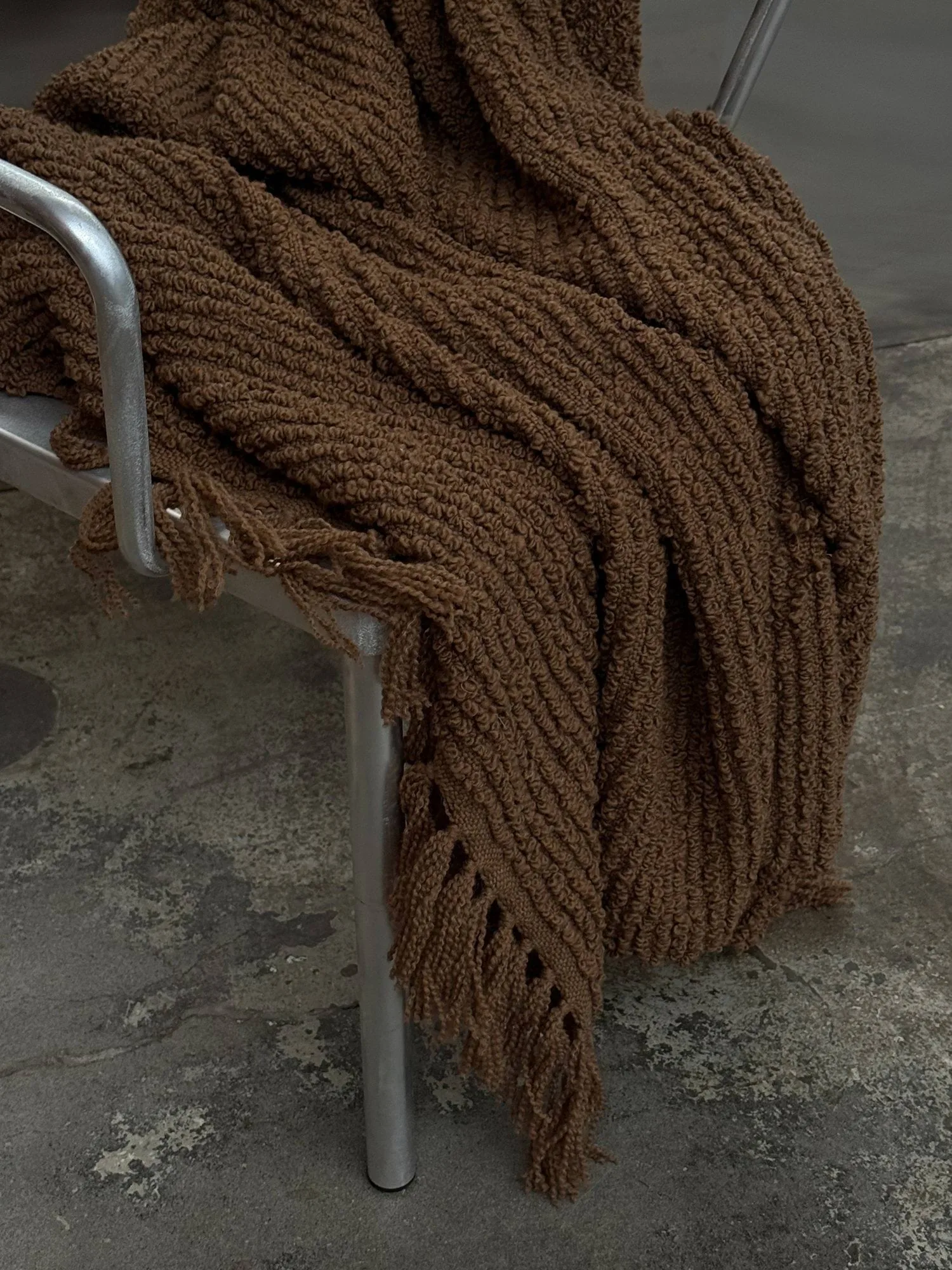 Janzen bouclépläd, Solid natural brown, 130x170 cm Tinted