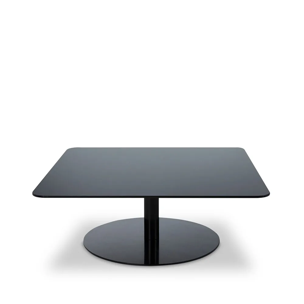 Flash soffbord 80x80 cm, Svart spegelglas-svart stativ Tom Dixon