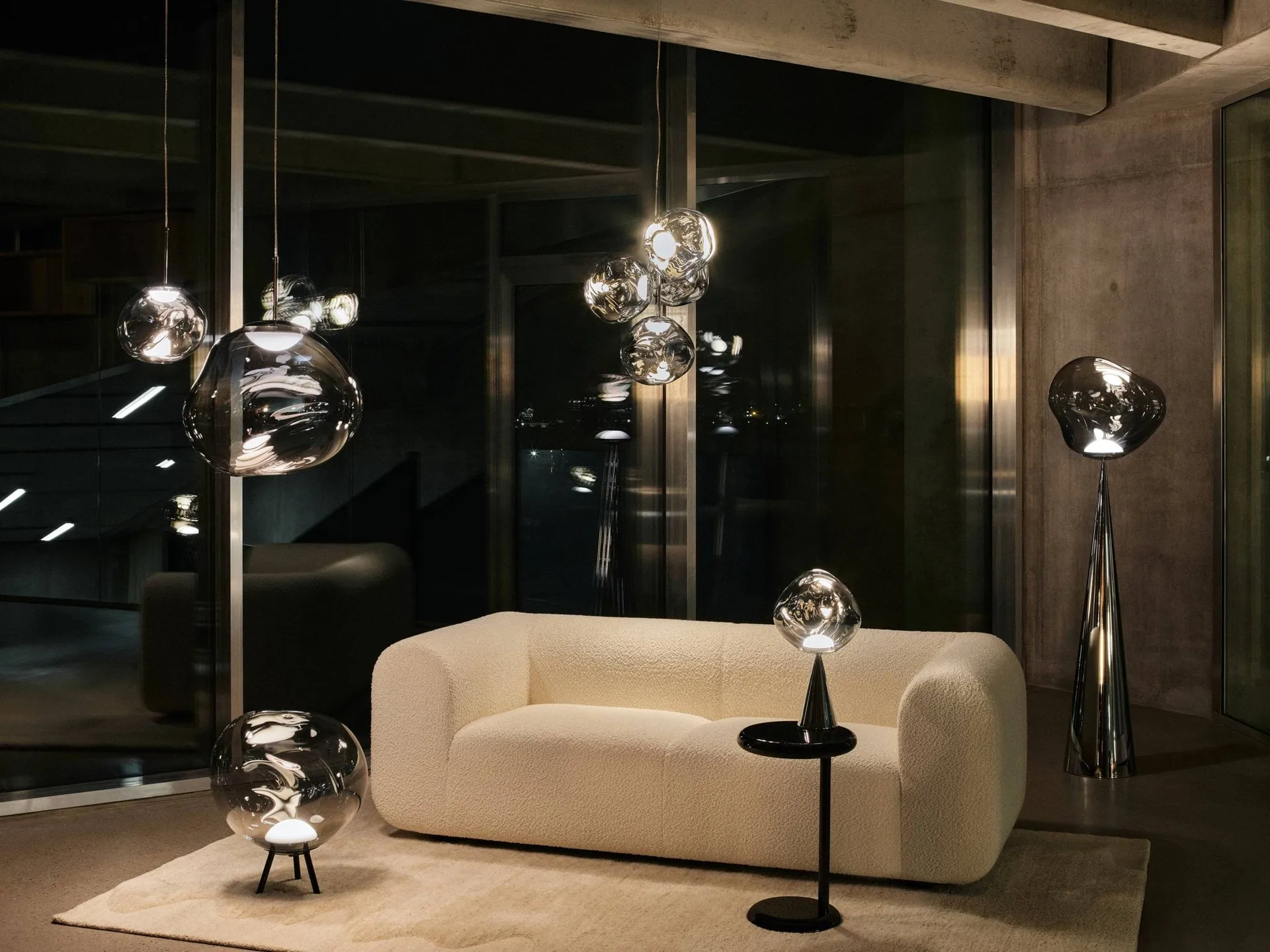 Melt Cone fat golvlampa LED 174,5 cm, Nickel-silverfärgad Tom Dixon