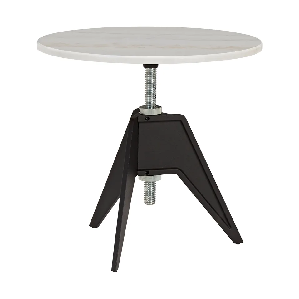 Screw sidobord Ø60 cm, White marble-cast iron Tom Dixon