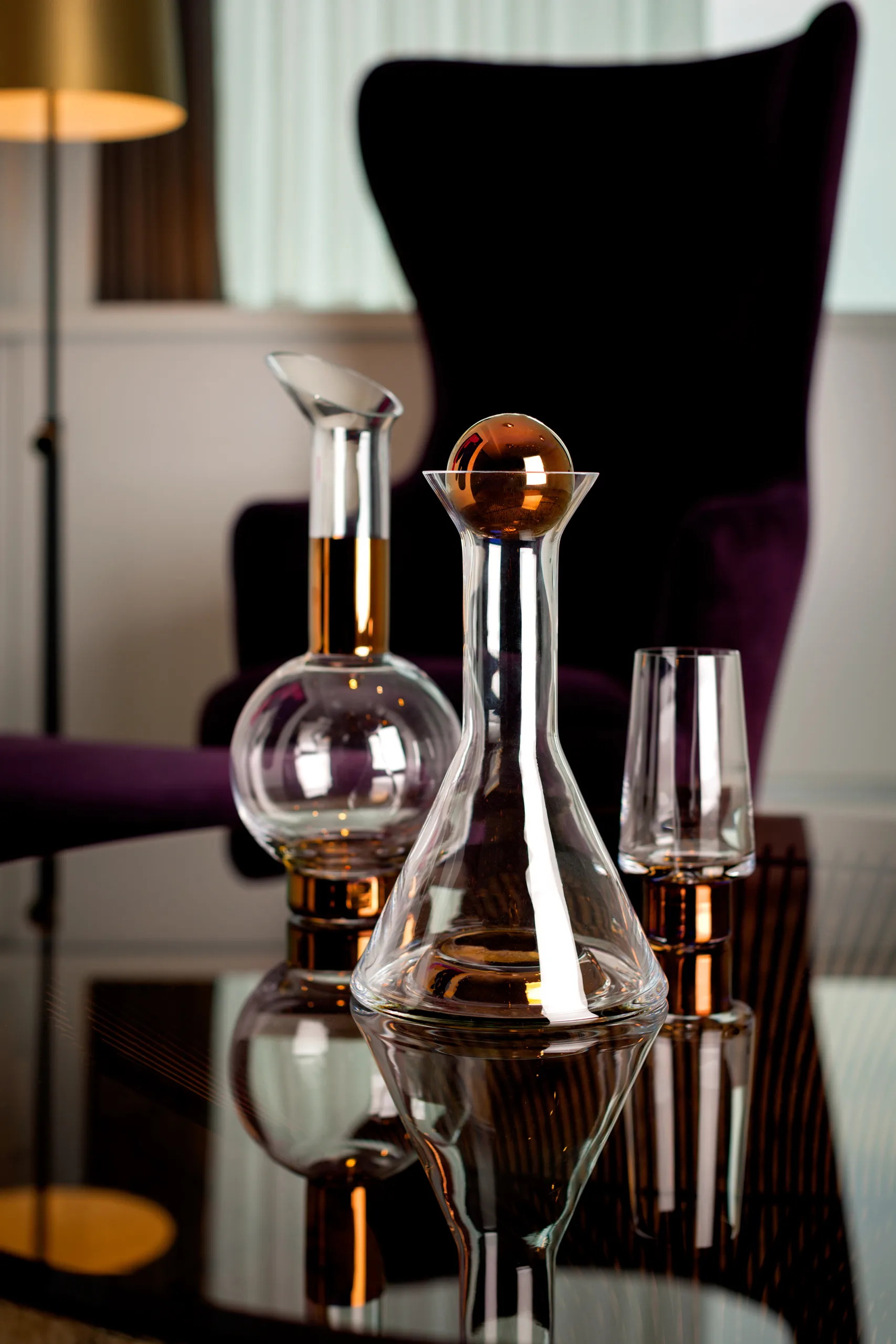 Tank High Ball dricksglas 38 cl 2-pack, Clear-copper Tom Dixon