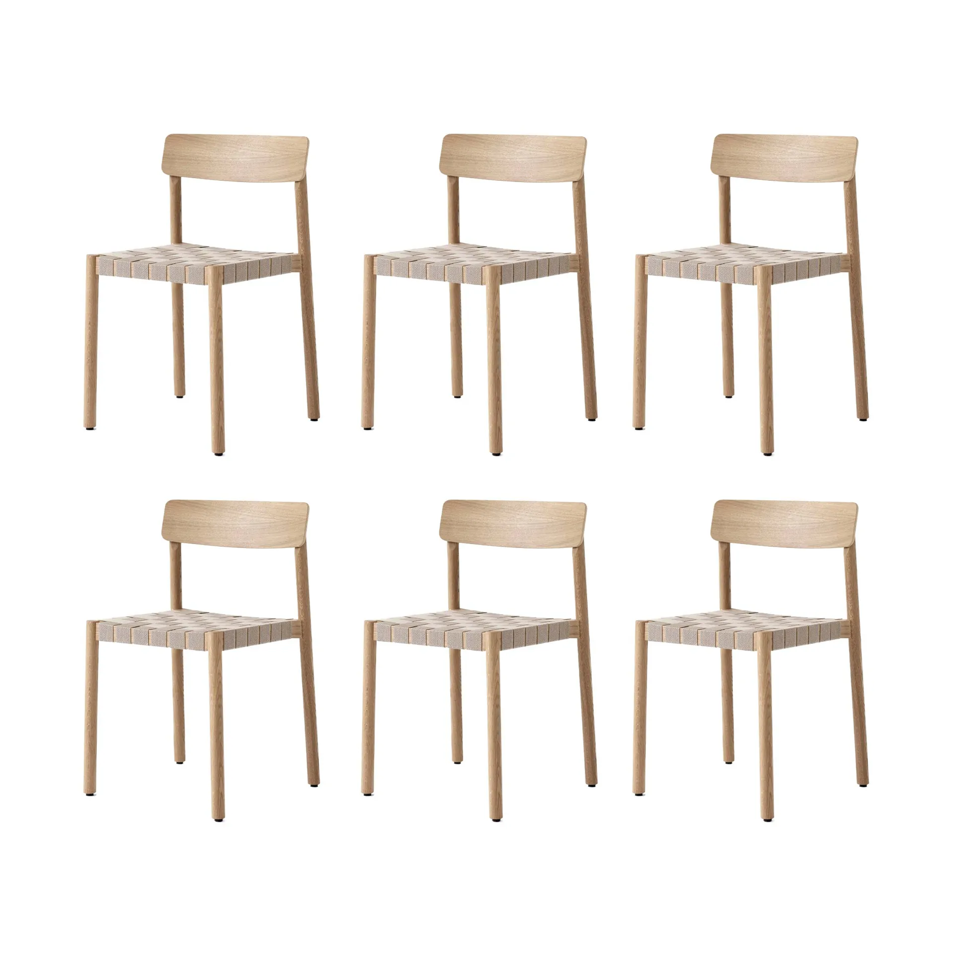 Betty TK1 stol, Ek-naturflätad linnebandsits, 6-pack &Tradition