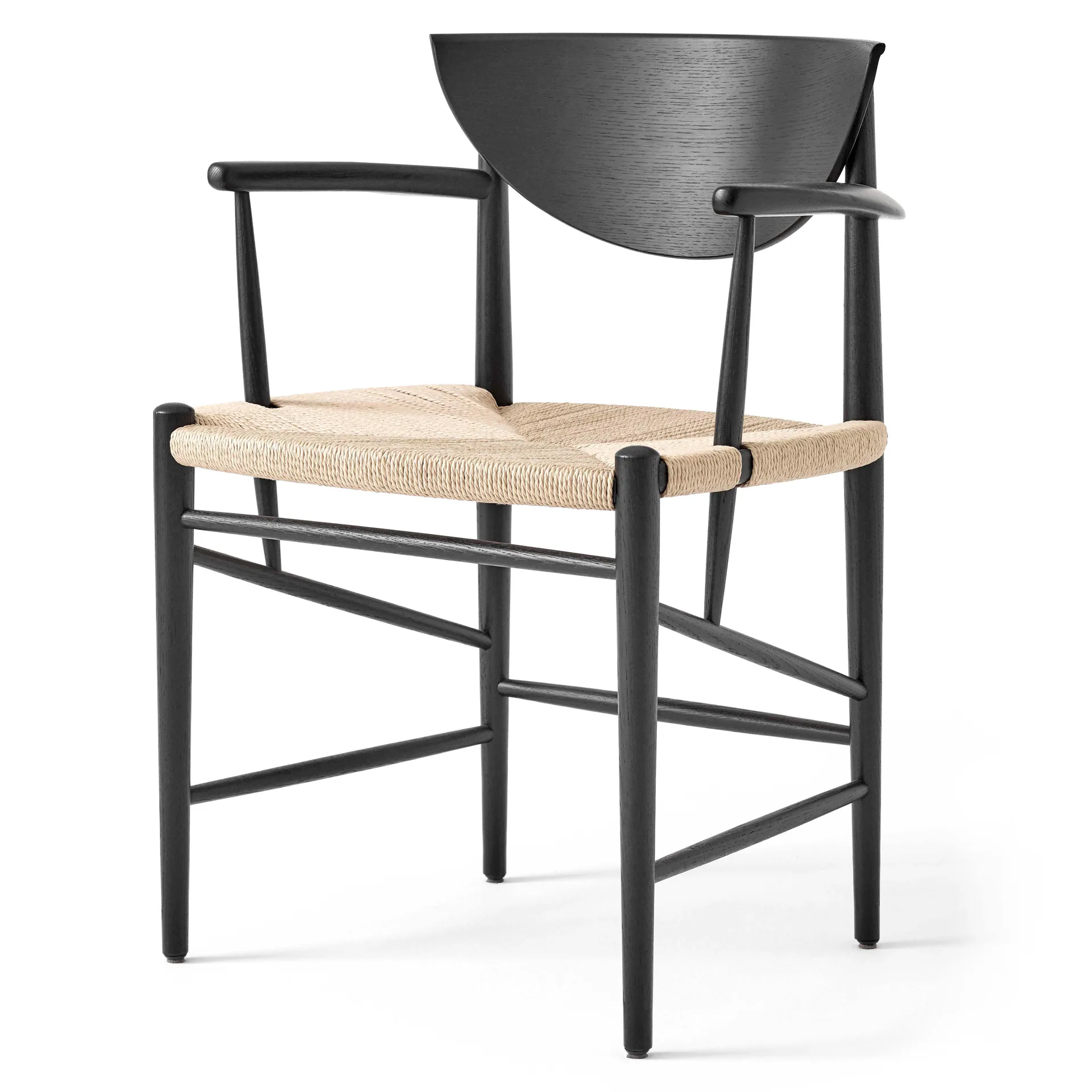 Drawn stol HM4 med armstöd, Svart ek &Tradition