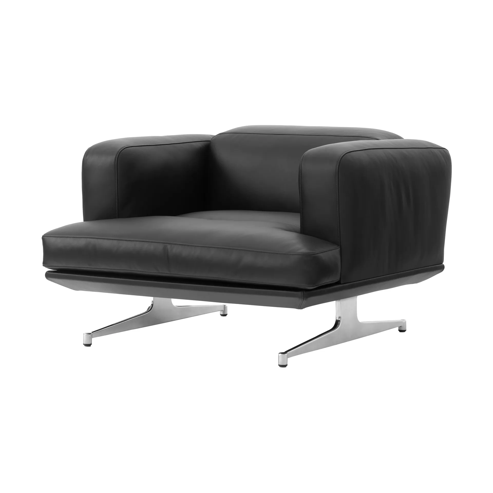 Inland AV21 fåtölj, Noble läder svart-polished alu &Tradition