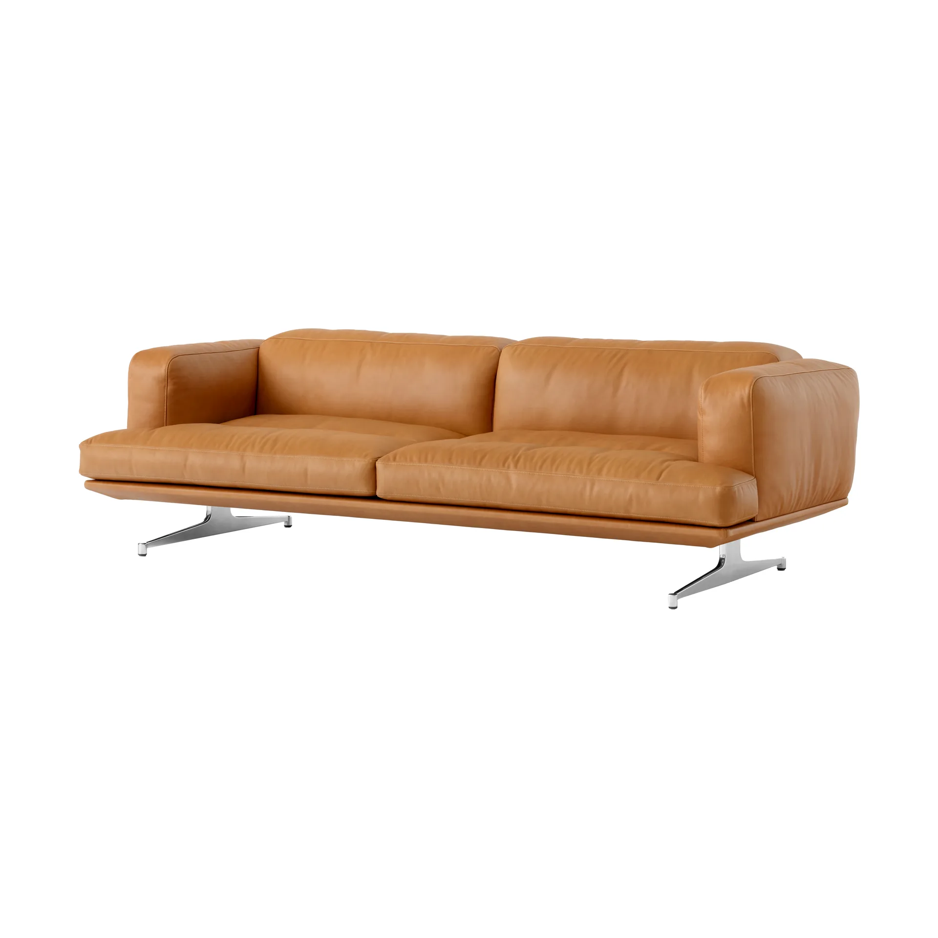 Inland AV23 3-sits soffa, Noble läder cognac-polished alu &Tradition