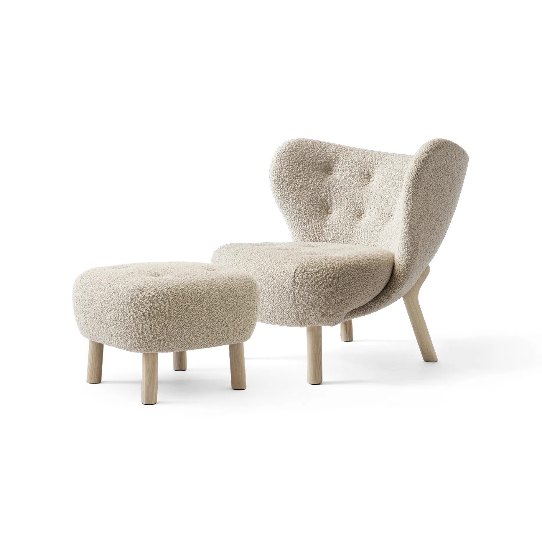 Little Petra VB1 fåtölj inkl. pouf ATD1, Vitoljad ek-Karakorum &Tradition
